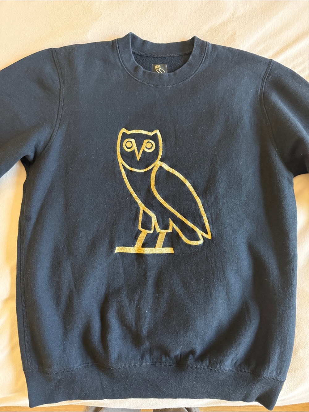 OVO Owl Logo black Crewneck Sweatshirt - Yellow Owl Graphic